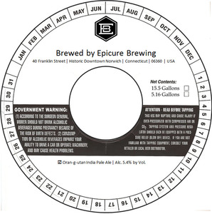 Epicure Brewing Oran-g-utan IPA May 2017