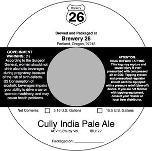 Brewery 26 Cully IPA March 2017