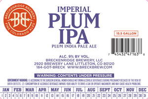 Breckenridge Brewery, LLC Imperial Plum IPA April 2017