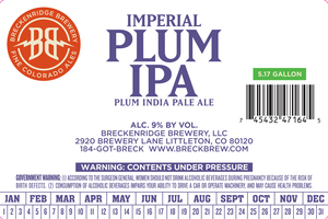 Breckenridge Brewery, LLC Imperial Plum IPA April 2017