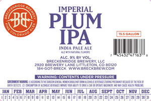 Breckenridge Brewery, LLC Imperial Plum IPA April 2017