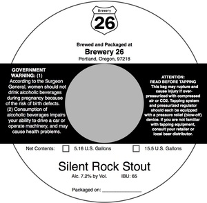 Brewery 26 Silent Rock Stout April 2017