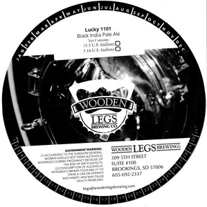 Wooden Legs Brewing Company Lucky 1101 Black India Pale Ale April 2017