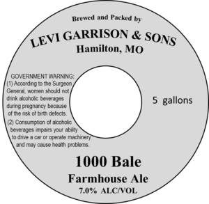 Levi Garrison & Sons 1000 Bale Farmhouse Ale April 2017