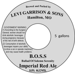 Levi Garrison & Sons B.o.s.s. Imperial Red Ale April 2017