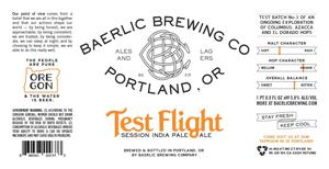 Baerlic Brewing Company Test Flight Session India Pale Ale May 2017