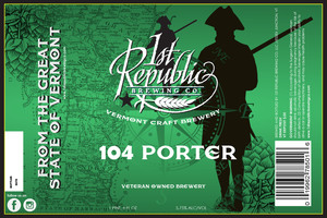 1st Republic Brewing Company 104 Porter May 2017