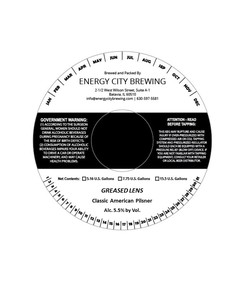 Energy City Brewing Greased Lens May 2017