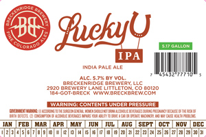 Breckenridge Brewery Lucky U IPA May 2017