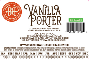 Breckenridge Brewery, LLC Vanilla Porter May 2017