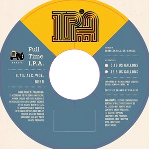 Beau's All Natural Brewing Co Full Time IPA May 2017
