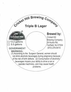 Cricket Hill Brewing Company Triple B Lager June 2017