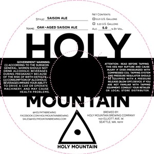 Holy Mountain Oak Aged Saison Ale June 2017