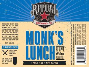 Ritual Brewing Co. Monk's Lunch June 2017
