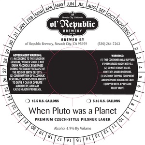 Ol' Republic Brewery When Pluto Was A Planet