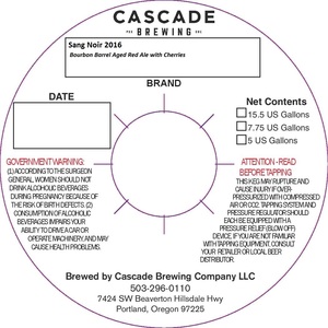 Cascade Brewing Sang Noir June 2017
