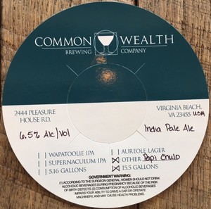 Commonwealth Brewing Co Papi Chulo June 2017