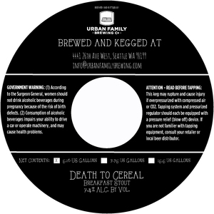 Urban Family Brewing Company Death To Cereal July 2017