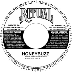 Ritual Brewing Co. Honeybuzz July 2017
