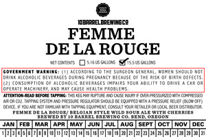 10 Barrel Brewing Co. Femme De La Rouge