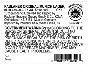 Paulaner Original Munich Lager July 2017
