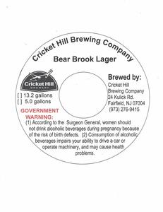 Cricket Hill Brewing Company Bear Brook Lager July 2017