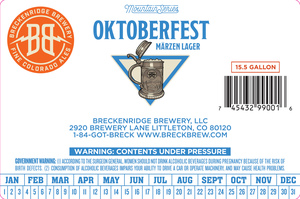 Breckenridge Brewery, LLC Oktoberfest Marzen Lager July 2017