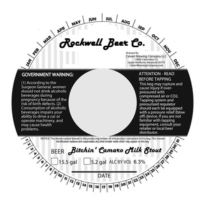 Rockwell Beer Co. Bitchin' Camaro Milk Stout July 2017