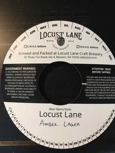 Locust Lane Amber Lager July 2017