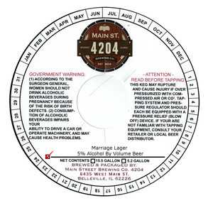 Main Street Brewing Co 4204 Marriage Lager