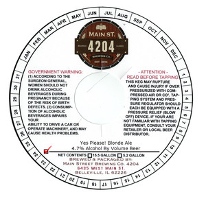 Main Street Brewing Co 4204 Yes Please! Blonde Ale
