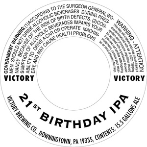 Victory 21st Birthday IPA July 2017