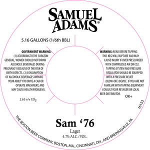 Samuel Adams Sam '76 Lager July 2017