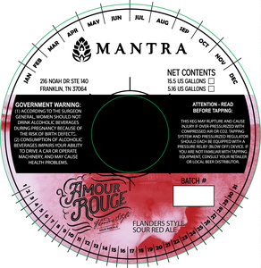 Mantra Artisan Ales Amour Rouge July 2017
