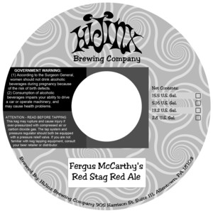 Hijinx Brewing Company Fergus Mccarthy's Red Stag Red Ale