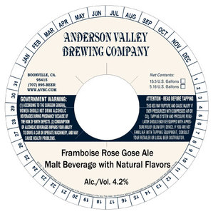 Anderson Valley Brewing Company Framboise Rose August 2017