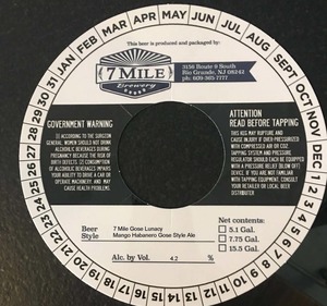 7 Mile Brewery 7 Mile Gose Lunacy - Mango Habanero Ale August 2017