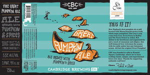 Cambridge Brewing Company Great Pumpkin Ale August 2017