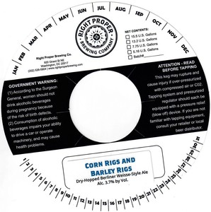 Corn Rigs And Barley Rigs Dry-hopped Berliner Weisse-style Ale August 2017