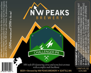 Nw Peaks Brewery Challenger IPA August 2017