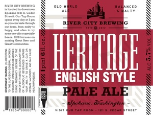 River City Brewing Co. Heritage English Style Pale Ale October 2017