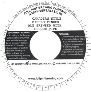 Full Pint Brewing Company Canadian Style Middle Finger October 2017