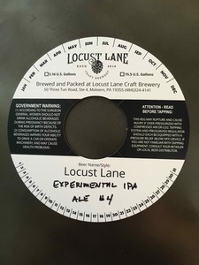 Locust Lane Experimental Ipa Ale #4 October 2017