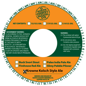 North Country Brewing Company Krowne Kolsch Style Ale October 2017