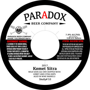 Paradox Beer Company Komet Sitra