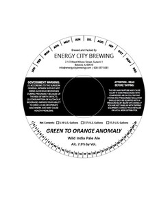 Energy City Brewing Green To Orange Anomaly October 2017