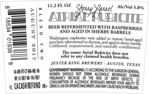 Jester King Sherry Barrel Atrial Rubicite October 2017