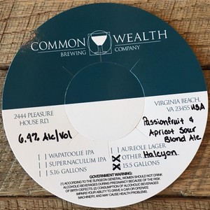 Commonwealth Brewing Co Halcyon October 2017