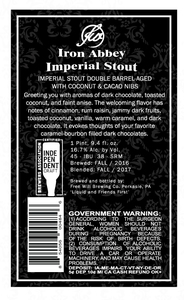 Free Will Brewing Co Iron Abbey Imperial Stout November 2017