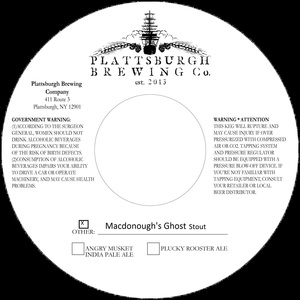 Plattsburgh Brewing Co Macdonough's Ghost Stout